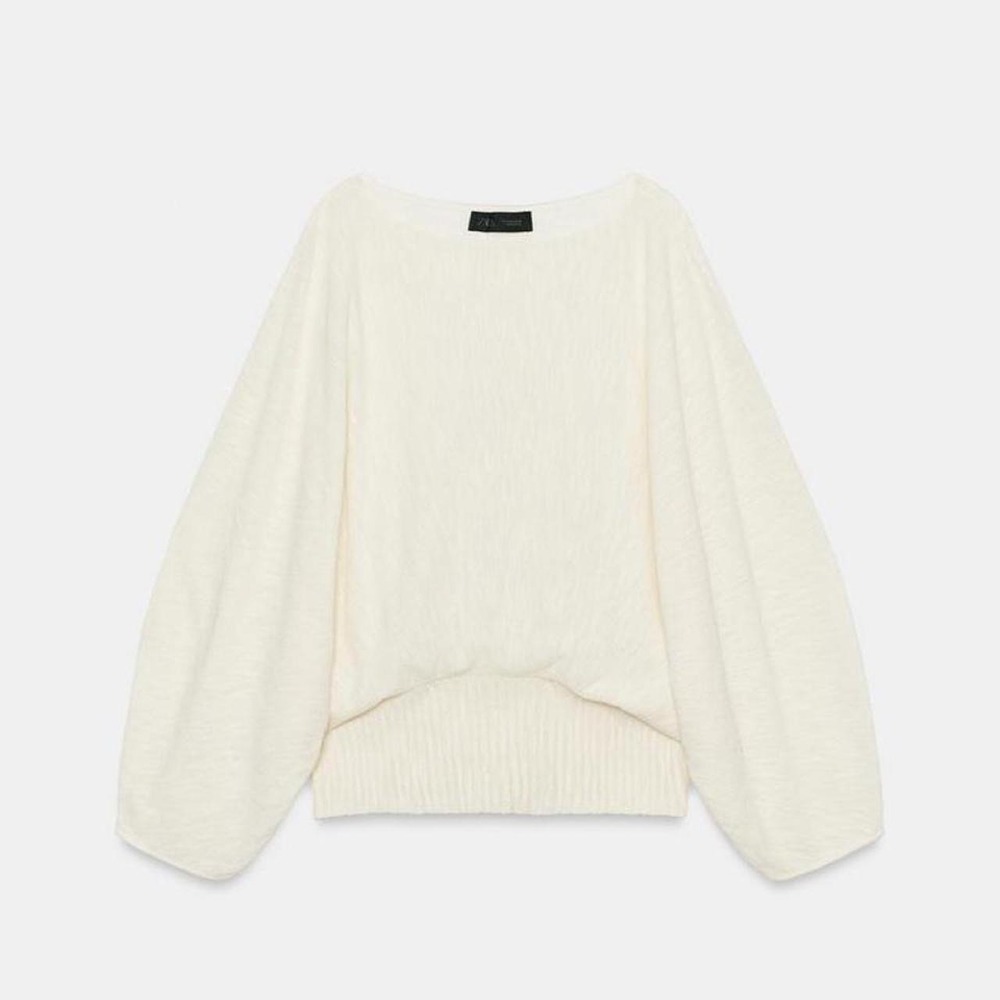NWT Zara volume sleeve knit jumper bat wing off the shoulder top y2k mcbling